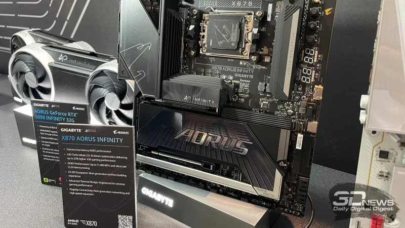 Gigabyte представила платы X870E Aorus Infinity Next с пористыми радиаторами и X870 Aorus Infinity для разгона памяти